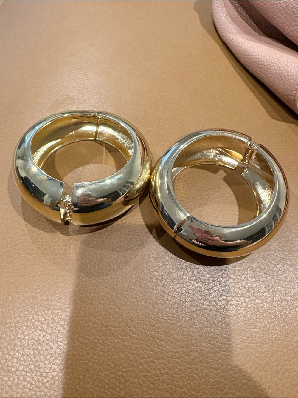 Polished Gold Dome Clip-On Bracelet Set for Women